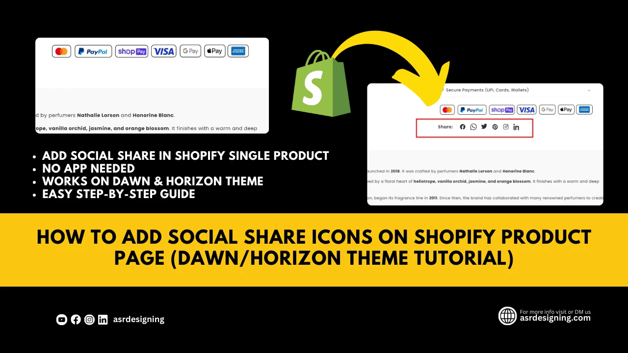How to Add Social Share Icons on Shopify Product Page (Dawn/Horizon Theme Tutorial) | 2025